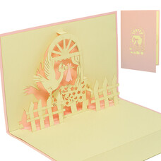 LINPOPUP Pop Up Card, 3D Card, Stork, pink, N100