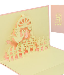 LINPOPUP Pop Up Card, 3D Card, Stork, pink, N100