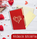 Pop Up 3D Card, Valentine's Day Card, Wedding Invitation, Wedding Card, Hearts, LINPopUp®, N58