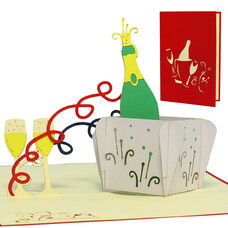 LINPOPUP Pop Up Card, 3D Card, Champagne, N134