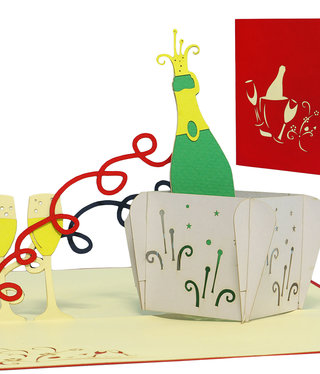 LINPOPUP Pop Up Card, 3D Card, Champagne, N134