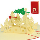 LINPOPUP Pop Up Card, 3D Card, Christmas Card, Fir Tree Felling, N421