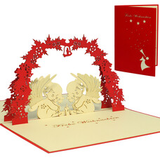LINPOPUP Pop Up Card, 3D Card, Christmas Card, Angel Mistletoe, N410