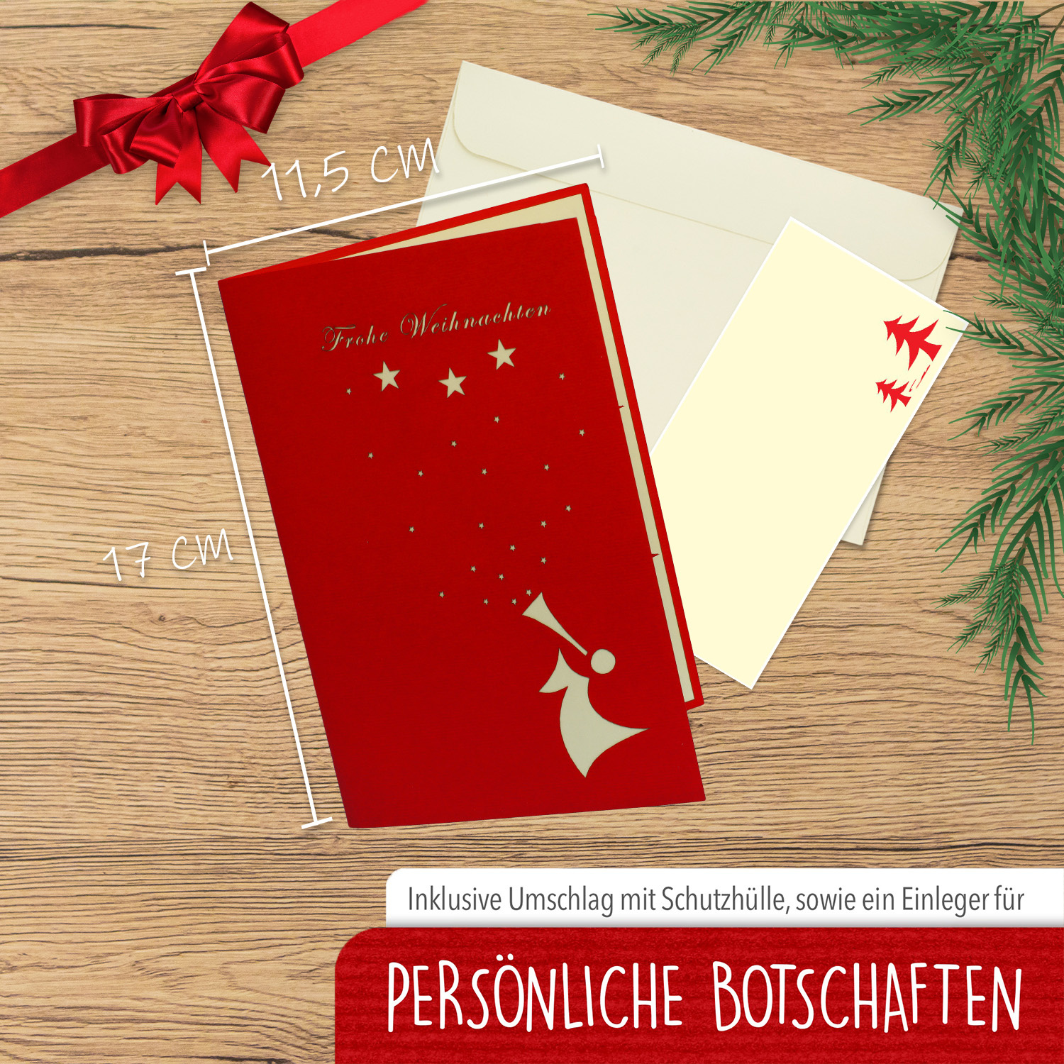LINPOPUP Pop Up 3D Card, Christmas Card, Greeting Card, Angel Mistletoe, LIN17736, LINPopUp®, N410