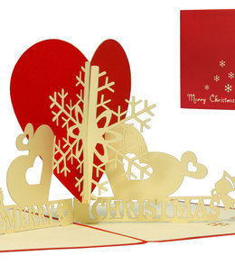 LINPOPUP Pop Up Card, 3D Card, Christmas Card, Snowflake with Heart, N442