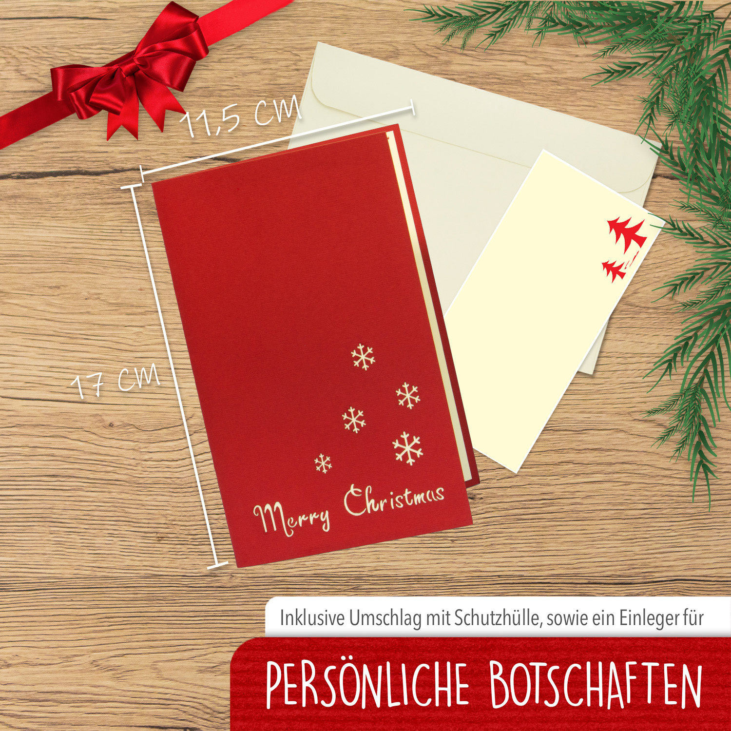 LINPOPUP Pop Up Karte, 3D Karte, Weihnachtskarte, Schneeflocke mit Herz, LIN17082, LINPopUp®, N442