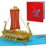 LINPOPUP Pop Up 3D Card, Travel Voucher, Birthday Card, Congratulations Card, Voucher Boat Ship, Viking Ship, Dragon Boat, LINPopUp®, N118