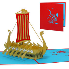 LINPOPUP Pop Up Card, 3D Card, Viking Ship, Dragon Boat, N118
