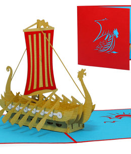 LINPOPUP Pop Up Card, 3D Card, Viking Ship, Dragon Boat, N118