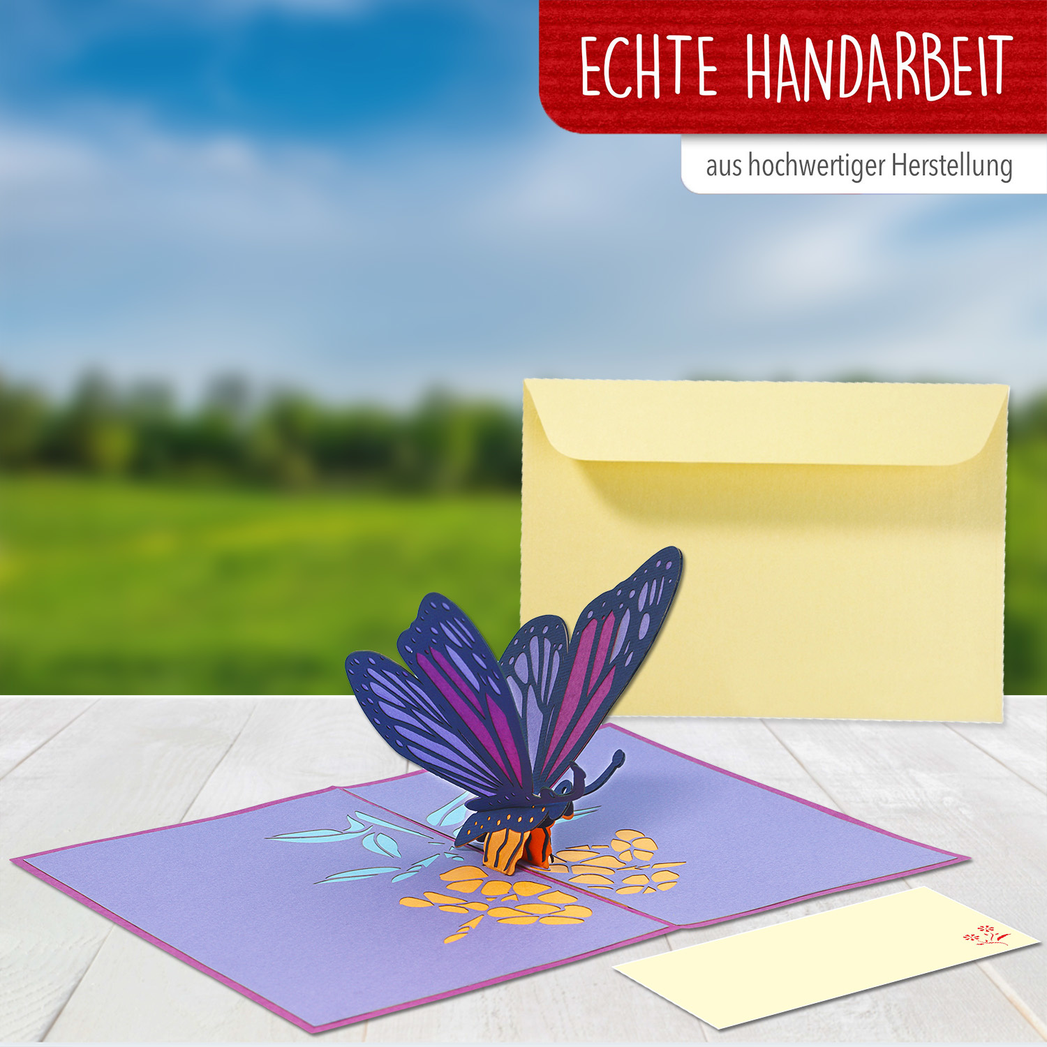 LINPOPUP Pop Up Karte Schmetterling, Geburtstag, Geburtstagskarte, 3D Karten Natur, Geburtstagskarten, Muttertagskarten, Grußkarte Schmetterling, Lila, LIN 17658, LINPopUp®, N384