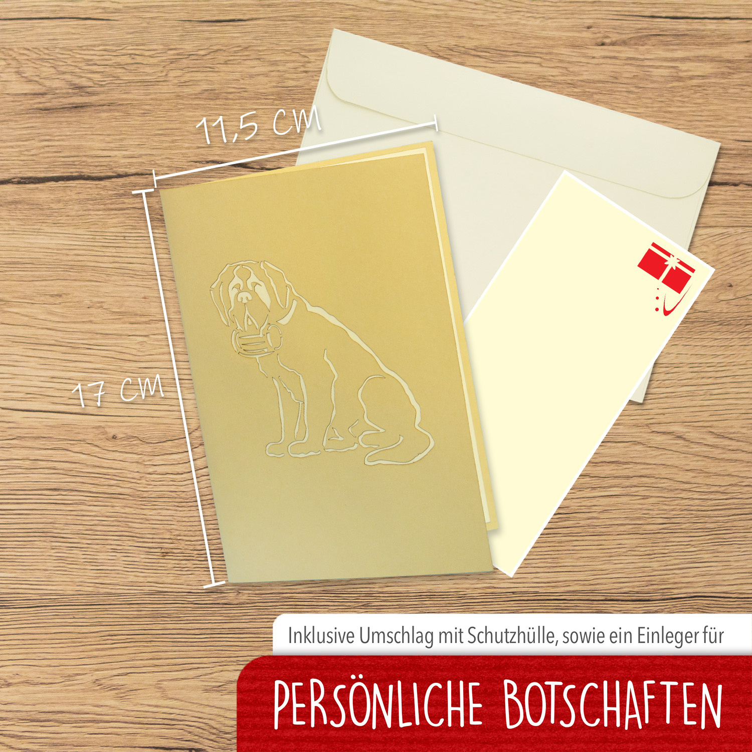 LINPOPUP LINPOPUP®, LIN17772, Pop Up Karte Hund, Geburtstag Hund, Hund mit Herz, 3D Grußkarte Klappkarte Karte Rettungshund, Hund, N398