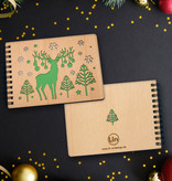 LINPOPUP  LINPOPUP®, notebook, refillable notebook, ring binder, blank wooden deer, notebook wooden cover, notebook small, deer