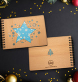 LINPOPUP LINPOPUP®, notebook, refillable notebook, ring binder, blank wooden christmas stars, notebook wooden cover, christmas stars