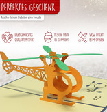 LINPOPUP Pop Up Karte, 3D Karte, Geburtstagskarte, Gutschein Hubschrauberflug, Hubschrauber, LIN17077, LINPopUp®, N148