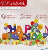 LINPOPUP Pop-Up Karte 3D Geburtstagskarte PopUp Geschenk-Happy Birthday - Jubiläumskarte - Glückwunsch-Karte - Überraschungs Klapp-Karte mit 3D Effekt - Luftballons-Konfetti, LIN17757, LINPopUp®, N130
