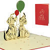 LINPOPUP Pop Up Card, 3D Card, Birthday Card, Greeting Card, Coupon, Balloons, Dalmatian, Dog, LINPopUp®, N264
