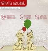 LINPOPUP Pop Up Karte, 3D Karte, Geburtstagskarte, Glückwunschkarte, Gutschein, Luftballons, Dalmatiner, Hund, LINPopUp®, N264