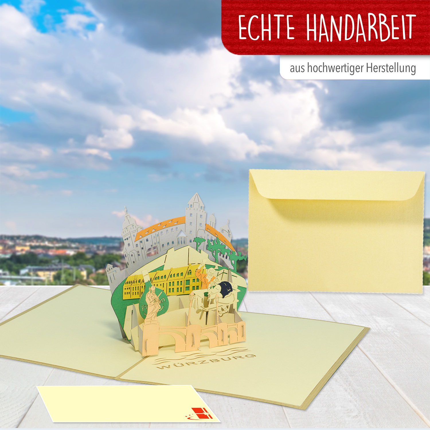 LINPOPUP Pop-Up card, 3D card folding card, travel voucher, pop up cards birthday, gift voucher city trip greeting cards travel voucher birthday city cards Germany, Würzburg, LIN17597, LINPopUp®, N351