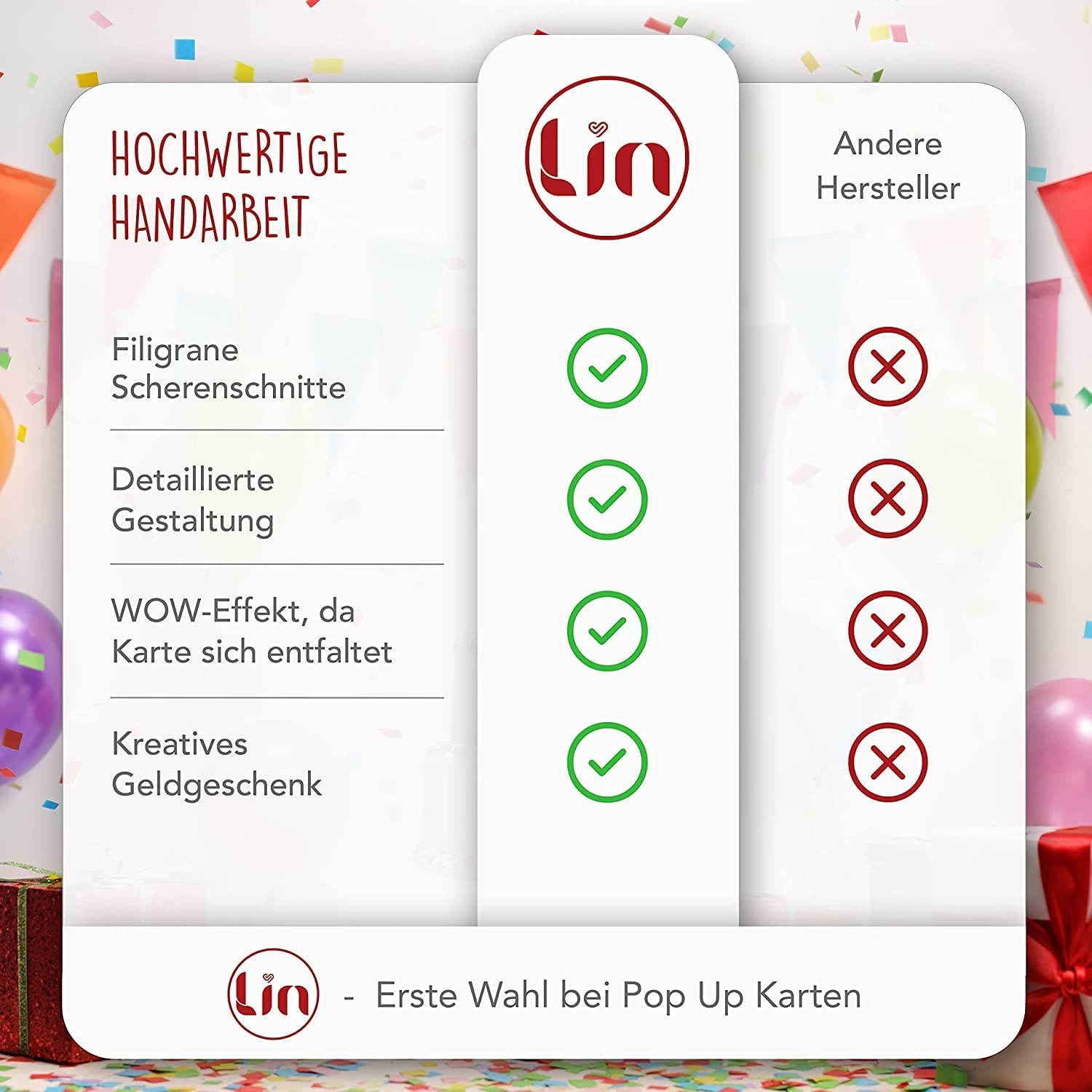 LINPOPUP LINPopUp®, LIN17776, Pop Up Karte Geburtstag, 3d Karte Geburtstagskarte, Klappkarte, Grußkarte Geburtstag, Geburtstagstorte, Luftballon Karten, N37