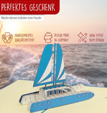 LINPOPUP LINPopUp®, LIN17777, POP UP card ship, boat, pop up card birthday, 3D greeting card sailing boat driving licence voucher, catamaran, N123