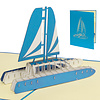 LINPOPUP LINPopUp®, LIN17777, POP UP card ship, boat, pop up card birthday, 3D greeting card sailing boat driving licence voucher, catamaran, N123