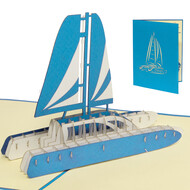 LINPOPUP Pop Up Card, 3D Card, Ship, Boat, Catamaran, N123