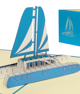 LINPOPUP Pop Up Card, 3D Card, Ship, Boat, Catamaran, N123