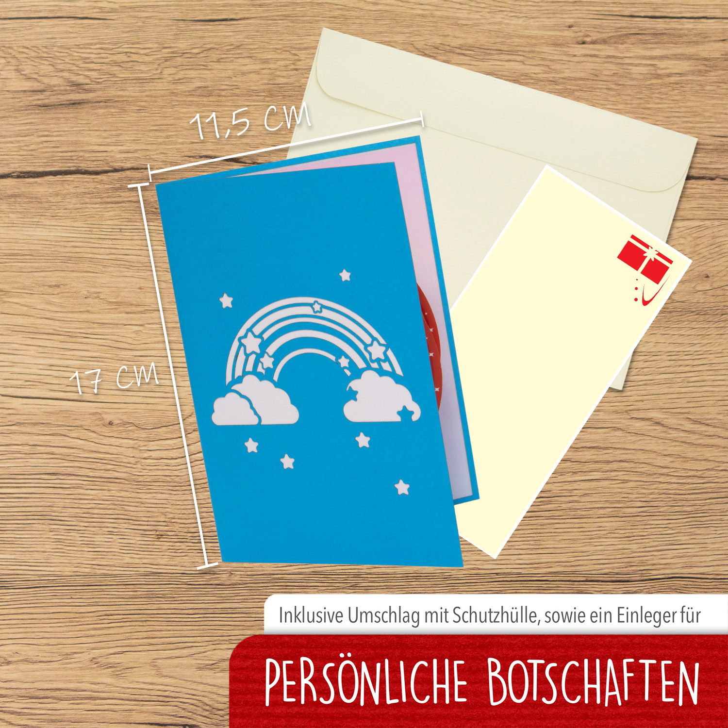 LINPOPUP LINPopUp®, LIN17780, Pop Up Karte Regenbogen, Hochzeitskarte, Regenbogen, Klappkarten Regenbogen, Geburtstagskarte Kinder, Grußkarte Regenbogen, Regenbogen, N28