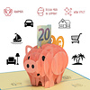 LINPOPUP LINPOPUP®, LIN17781, Pop Up Card Pig, 3d Card Folding Birthday Card Pig, Pop Up Card Gift Certificate, Piggy Bank Cards, N41
