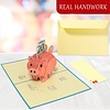 LINPOPUP LINPOPUP®, LIN17781, Pop Up Card Pig, 3d Card Folding Birthday Card Pig, Pop Up Card Gift Certificate, Piggy Bank Cards, N41