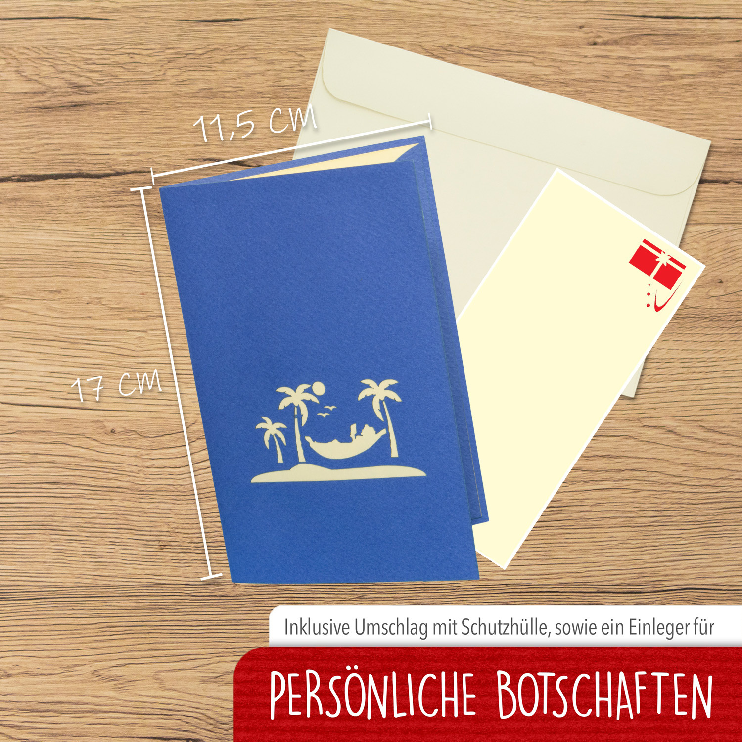 LINPOPUP LINPOPUP®, LIN17783, Pop Up Karte Urlaub, Geburtstag Meer, 3D Gutschein-Karte - Geschenkgutschein für Urlaub, Reise Erlebnis-Geschenk - Geburtstags-Karte - Klapp-Karte, Hängematte Wellness Dame, N43