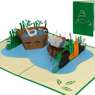 LINPOPUP Pop Up Card, 3D Card, Folding Card Voucher, Sauna, Massage, Wellness Card, N35