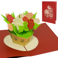 LINPOPUP Pop Up Card Deluxe, 3D Card, Flower Basket, N719