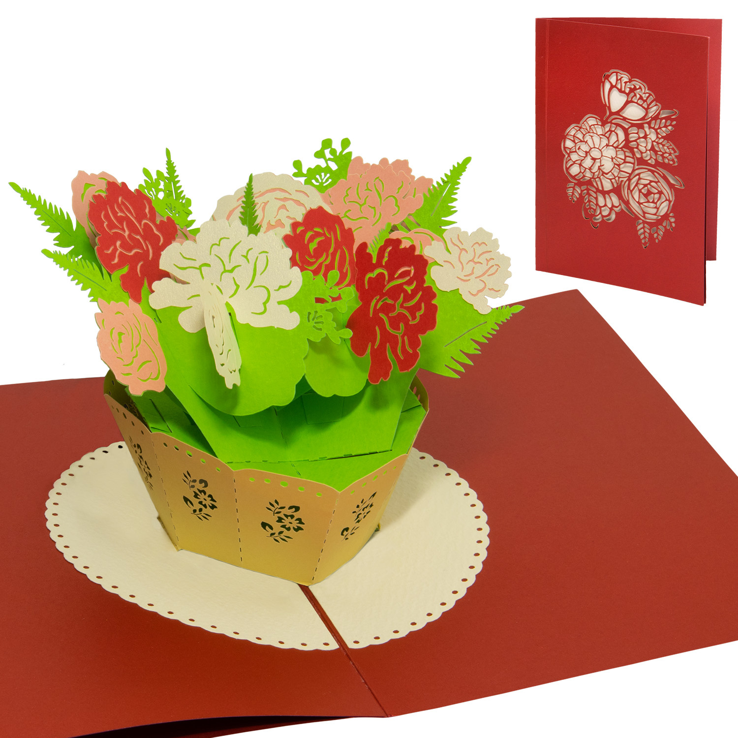 LINPOPUP  LIN17608, LINPopUp®, Pop Up Karte Blume, Pop Up Karte, POP UP Karten Geburtstag, 3D Karten Blume, Muttertag, Gute Besserung, Blumen, N719