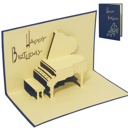 LINPOPUP Pop Up Grußkarte, Geburtstagskarte, 3D Klappkarte Musik, Klavier, Piano, LINPopUp®, N5