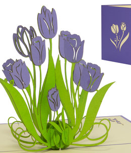 LINPOPUP Pop Up Card, 3D Card, Tulips, Purple, N390