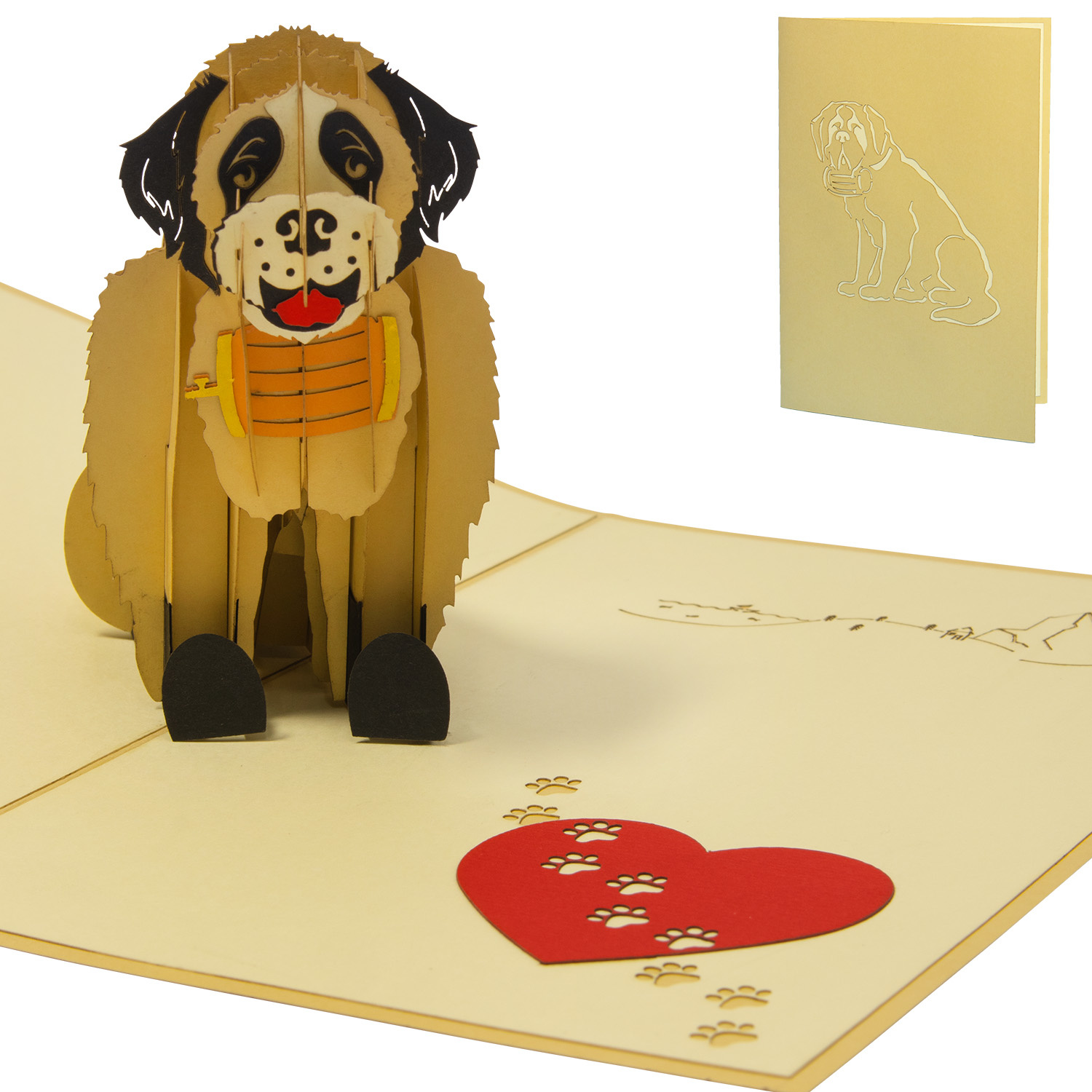 LINPOPUP LINPOPUP®, LIN17772, pop up card dog, birthday dog, dog with heart, 3d greeting card folding card rescue dog, dog, N398