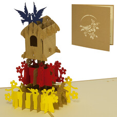 LINPOPUP Pop Up Card, 3D Card, Bird House, N144