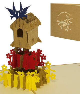 LINPOPUP Pop Up Card, 3D Card, Bird House, N144