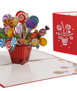 LINPOPUP LIN Pop Up Card, 3D Card, Birthday Card, Enrolment, Lollies, N46