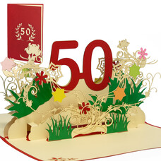 LINPOPUP LIN Pop Up Karte Geburtstag, Geburtstagseinladung, Jubiläum, 50, N61