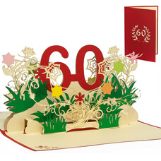 LINPOPUP LIN Pop Up Karte Geburtstag, Geburtstagseinladung, Jubiläum, 60, N63