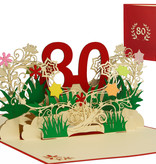 LINPOPUP LINPOPUP®, LIN17789, Pop Up Card Birthday, 3D Birthday Card for 80, Birthday Gifts Woman, Birthday Invitation, Greeting Card Folding Card 3D, Anniversary, 80, Flowers Pop Up, N67