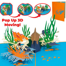 LINPOPUP LINPopUp Karte,  Geburtstag, Gutschein, Unterwasserwelt, Fisch, Schildkröter, Taucher, Meeresbiologie, N82