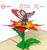 LINPOPUP LINPOPUP®, LIN17791, Pop-Up Card Flower with moving out Butterfly - 3d Card - Greeting Card for Mother's Day, Birthday, Gift Card for Mom, Girlfriend, Large Card, N52