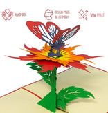 LINPOPUP LINPOPUP®, LIN17791, Pop-Up Karte Blume mit bewegtem Schmetterling - 3d Karte - Grußkarte zum Muttertag, Geburtstag, Geschenkkarte für Mama, Freundin, Große Karte, N52