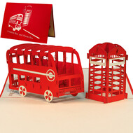 LINPOPUP Pop Up Card, 3D Card, London Bus and Telephone Box, N162