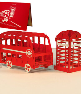 LINPOPUP Pop Up Card, 3D Card, London Bus and Telephone Box, N162