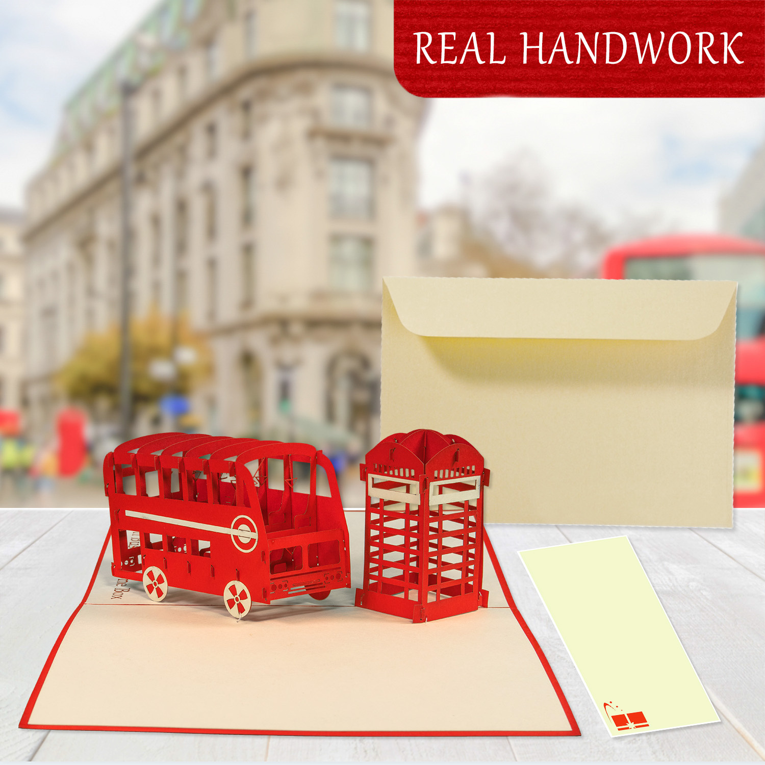 LINPOPUP Pop Up 3D Karte, Glückwunschkarte, Reisegutschein, London Bus and Telephone Box, LIN17123, LINPopUp®, N162