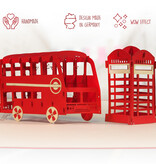 LINPOPUP Pop Up 3D Card, Greeting Card, Travel Voucher, London Bus and Telephone Box, LIN17123, LINPopUp®, N162